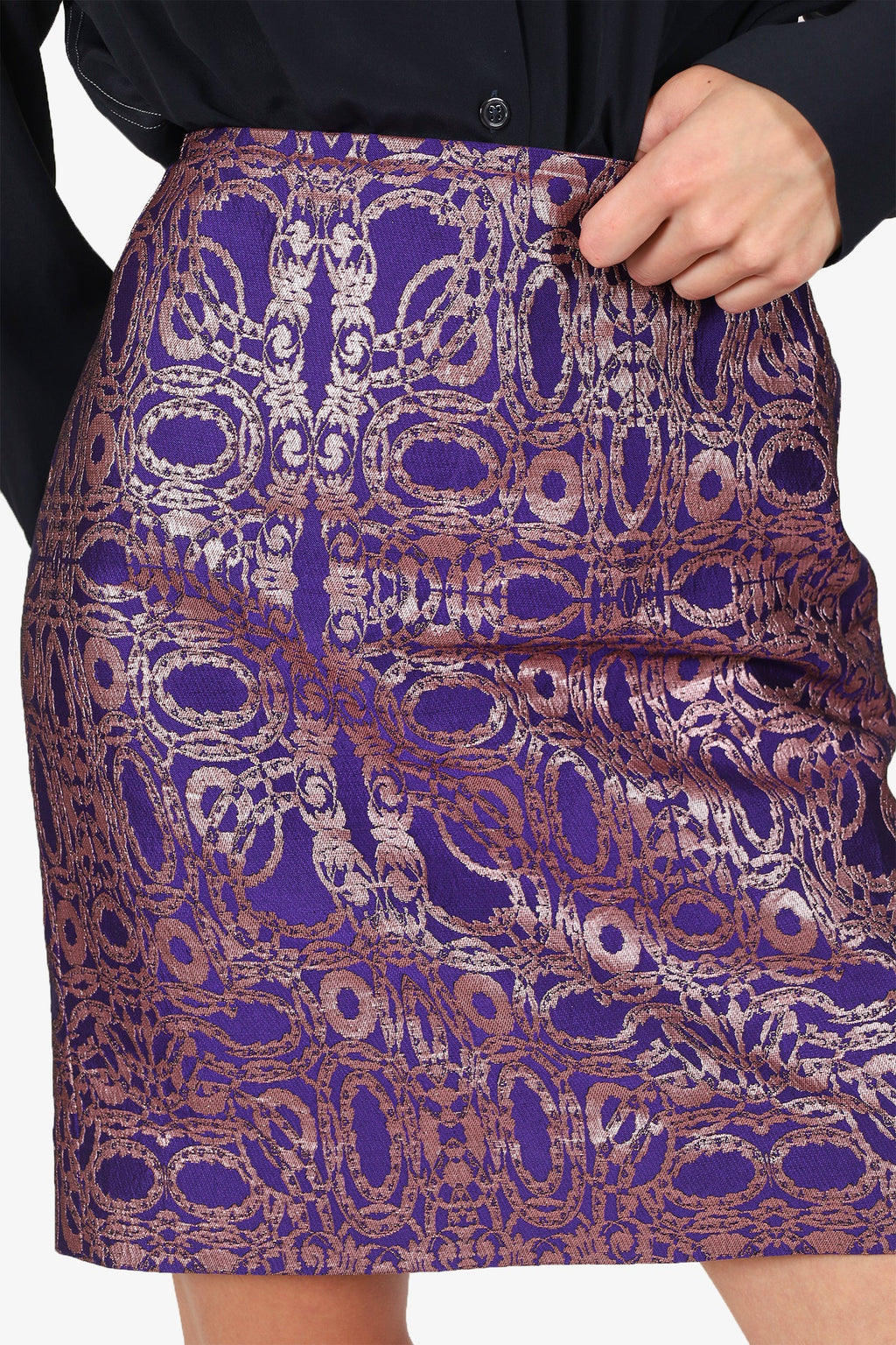 Dries Van Noten Purple Jacquard Mini Skirt Size 40