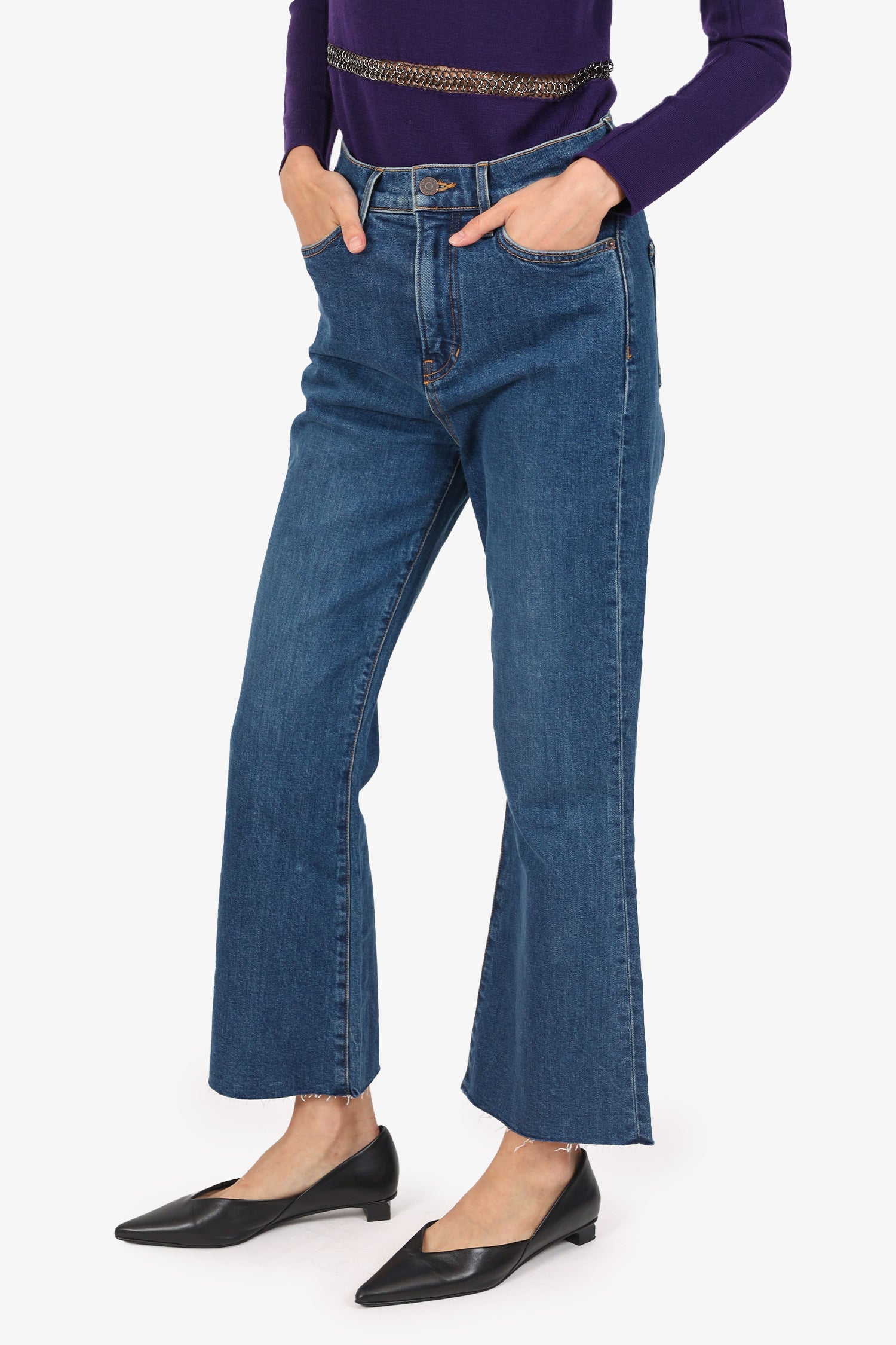 Veronica Beard Blue Denim Carson Ankle Flared Jeans Size 27