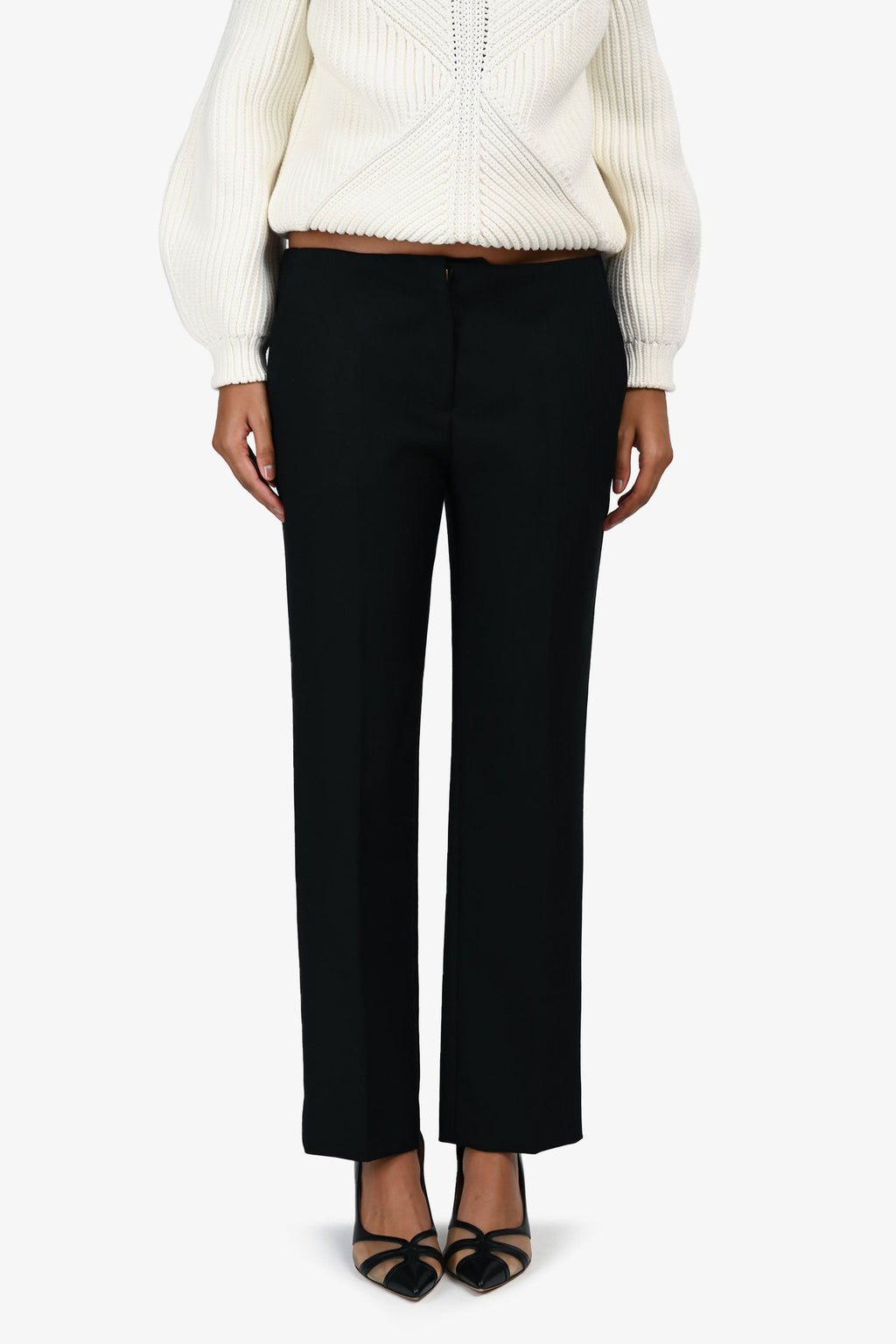 Miu Miu Black Virgin Wool Straight Leg Pants Size 40