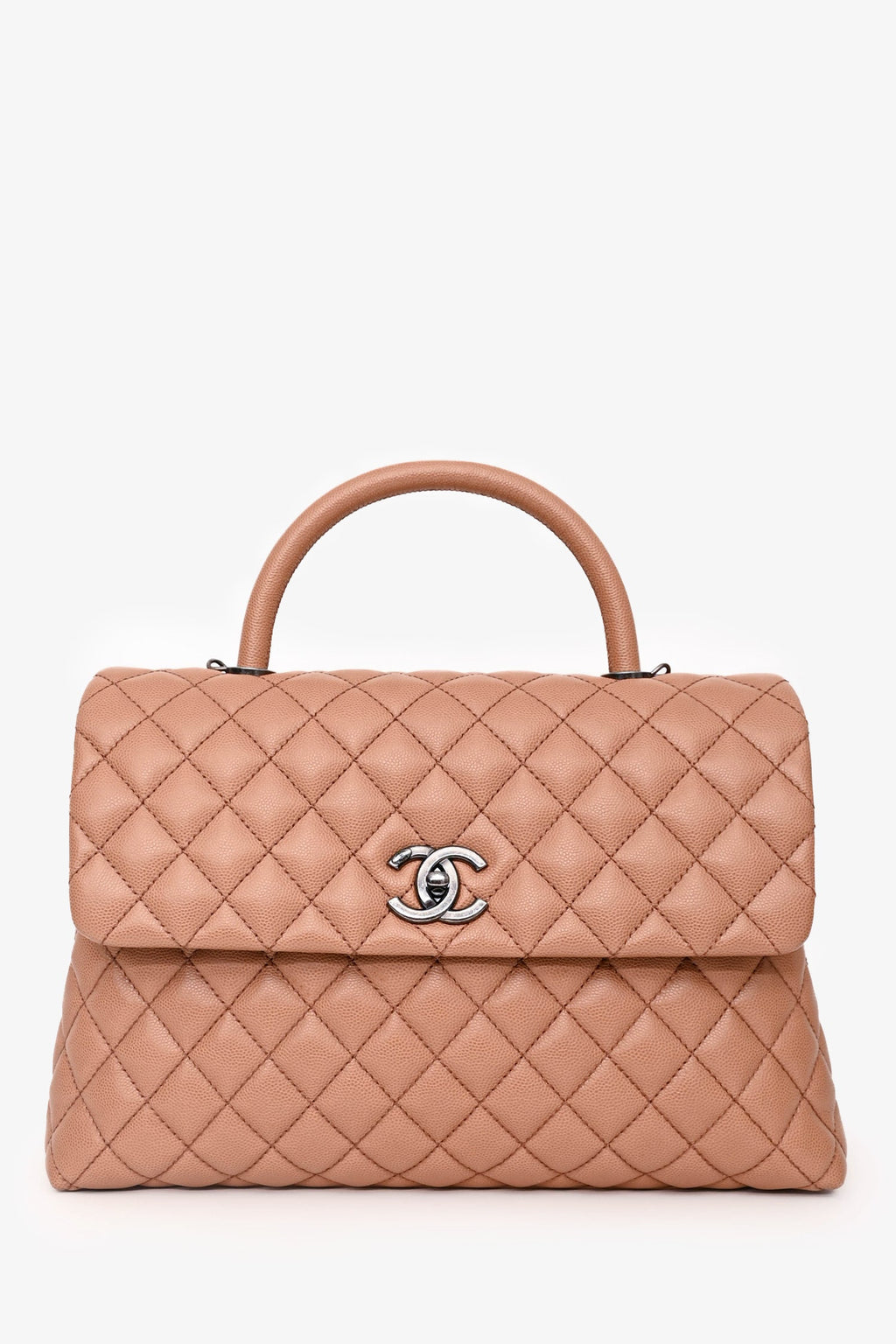 Pre-Loved Chanel™ 2016-2017 Brown Caviar Leather Large Coco Top Handle with Strap