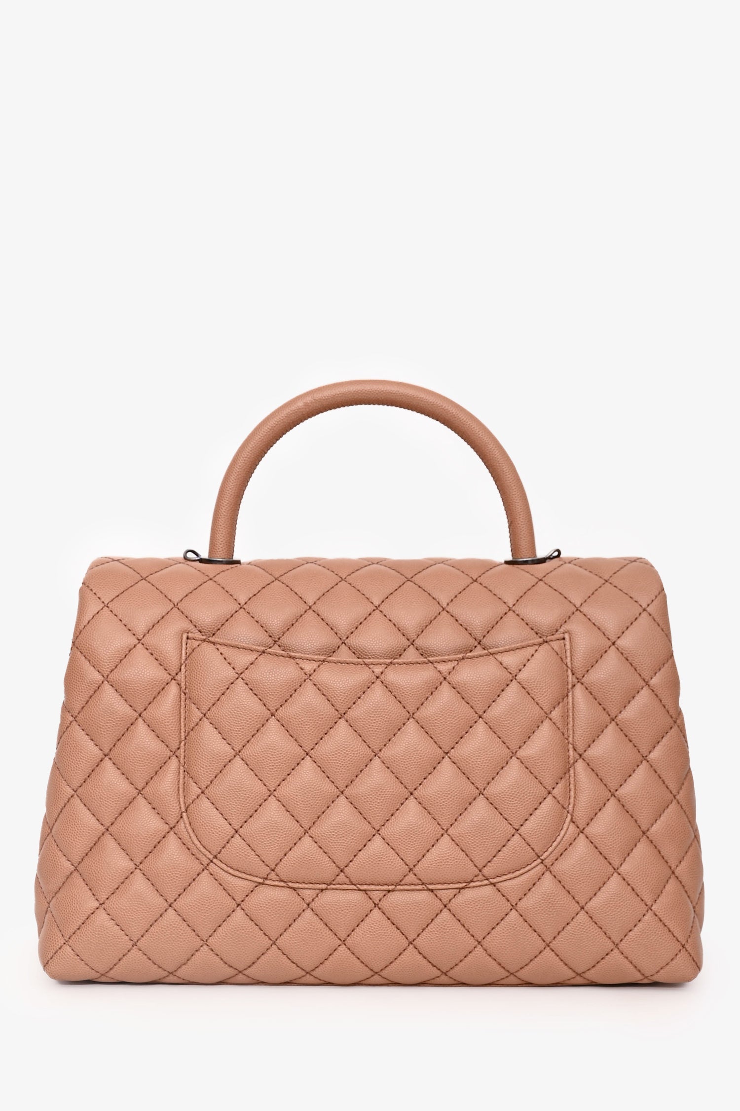 Pre-Loved Chanel™ 2016-2017 Brown Caviar Leather Large Coco Top Handle with Strap