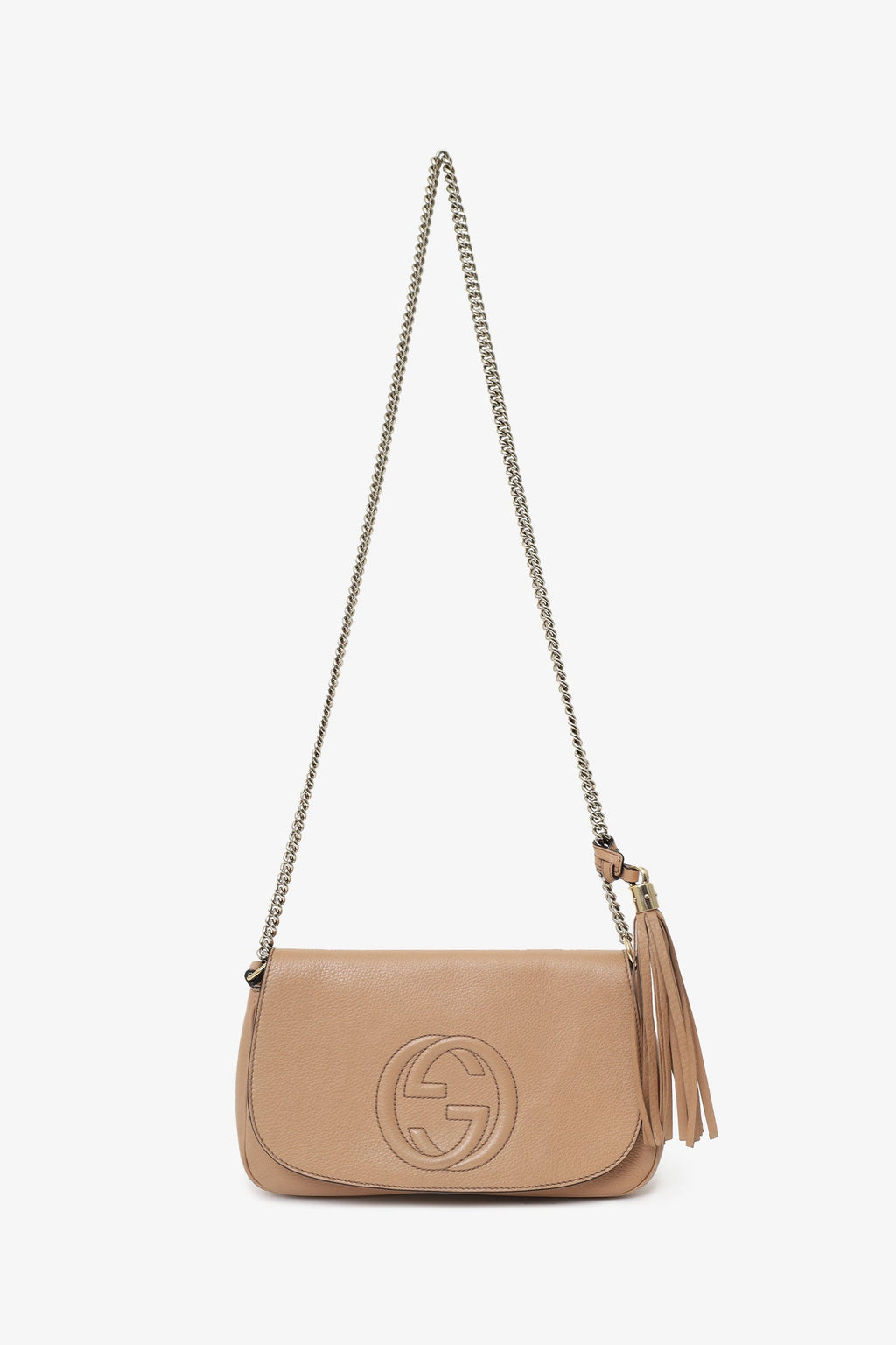 Gucci Nude Grained Leather 'Soho' Medium Flap Crossbody
