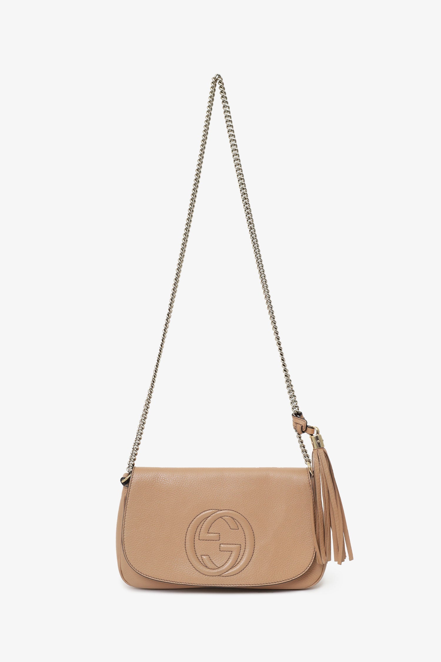 Gucci Nude Grained Leather 'Soho' Medium Flap Crossbody