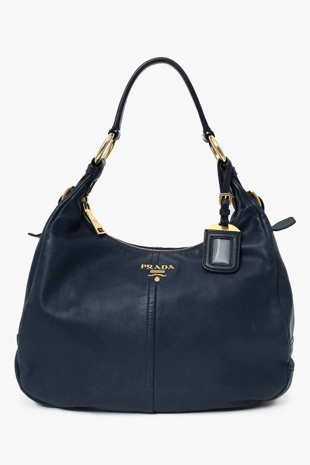 Prada Blue Soft Calf Leather Hobo Bag