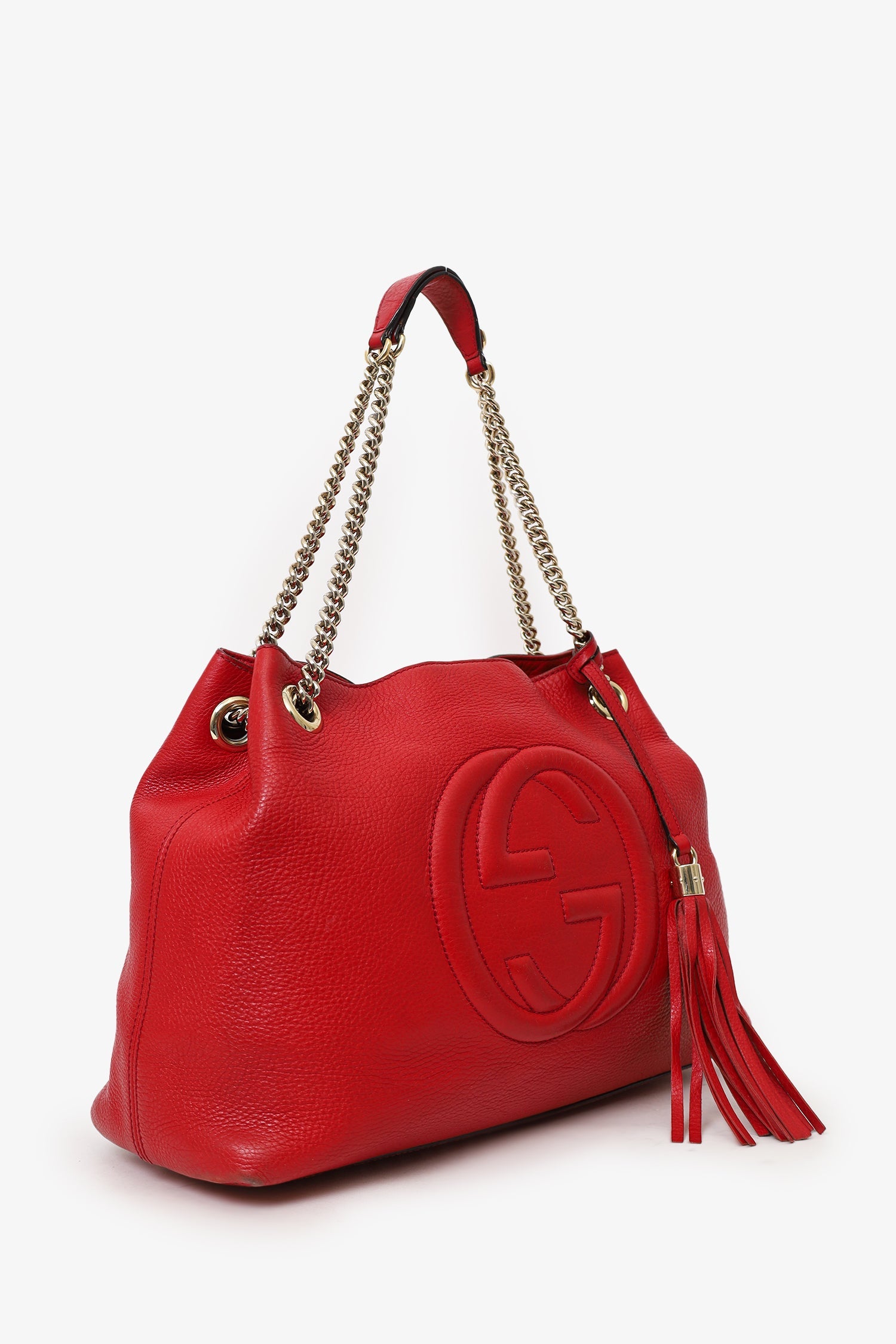Gucci Red Leather 'Soho' Chain Tote Bag