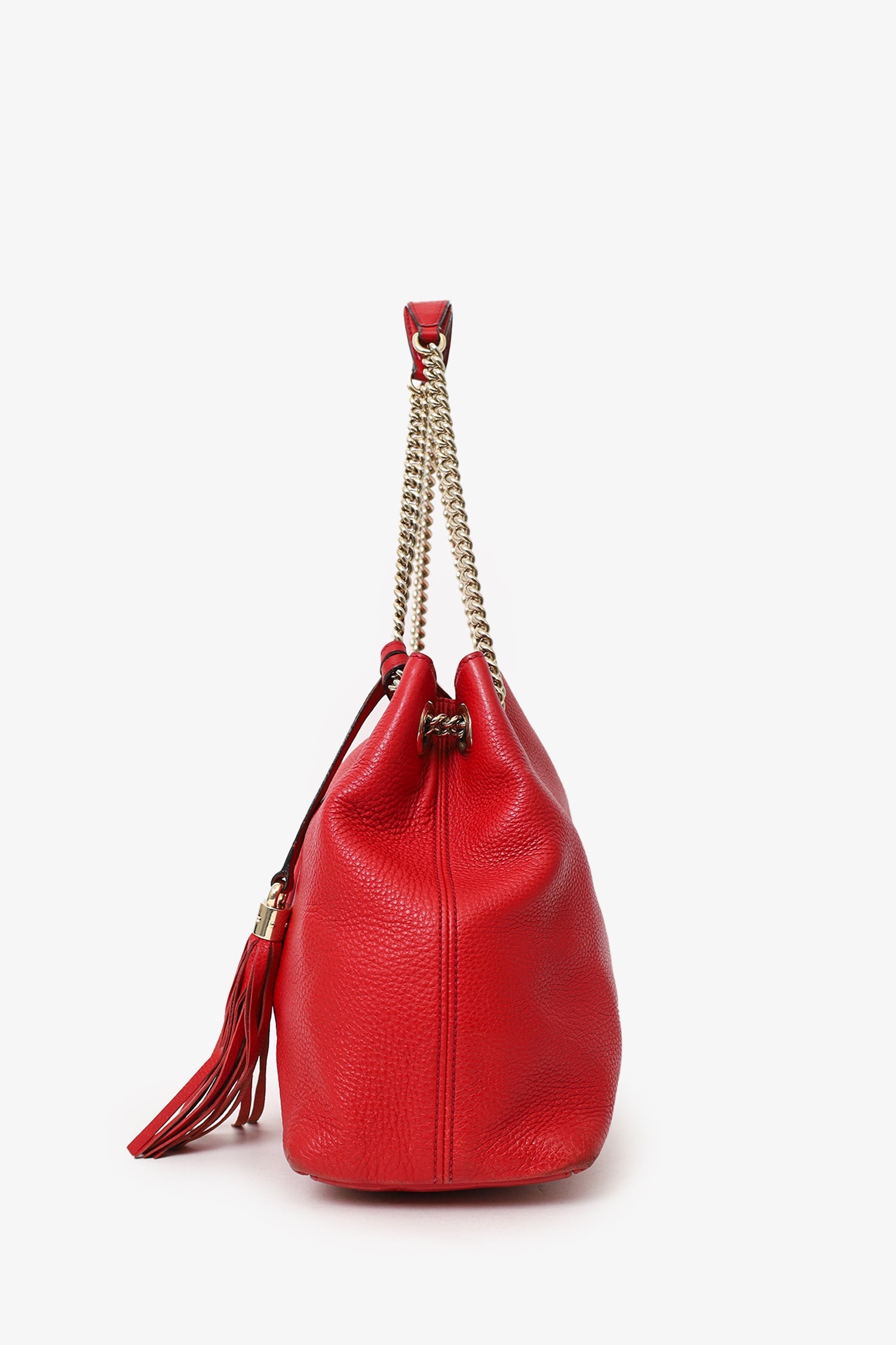 Gucci Red Leather 'Soho' Chain Tote Bag