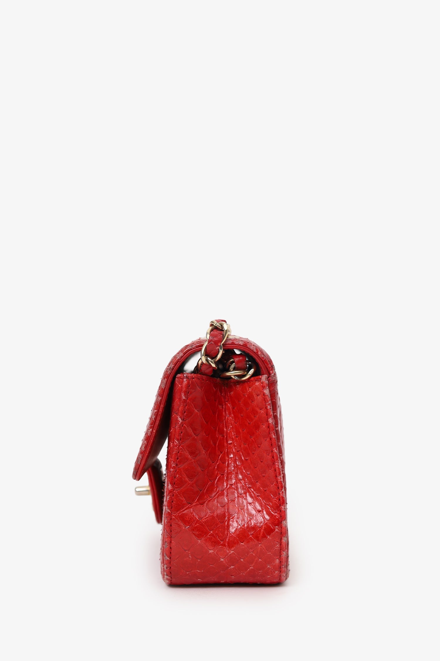 Pre-Loved Chanel™ 2014 Red Python Mini Flap Bag