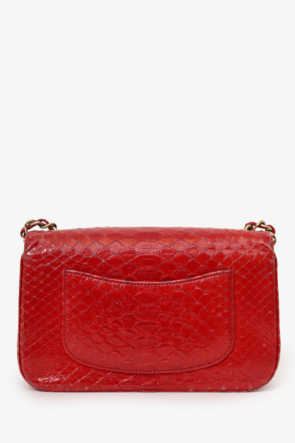 Pre-Loved Chanel™ 2014 Red Python Mini Flap Bag