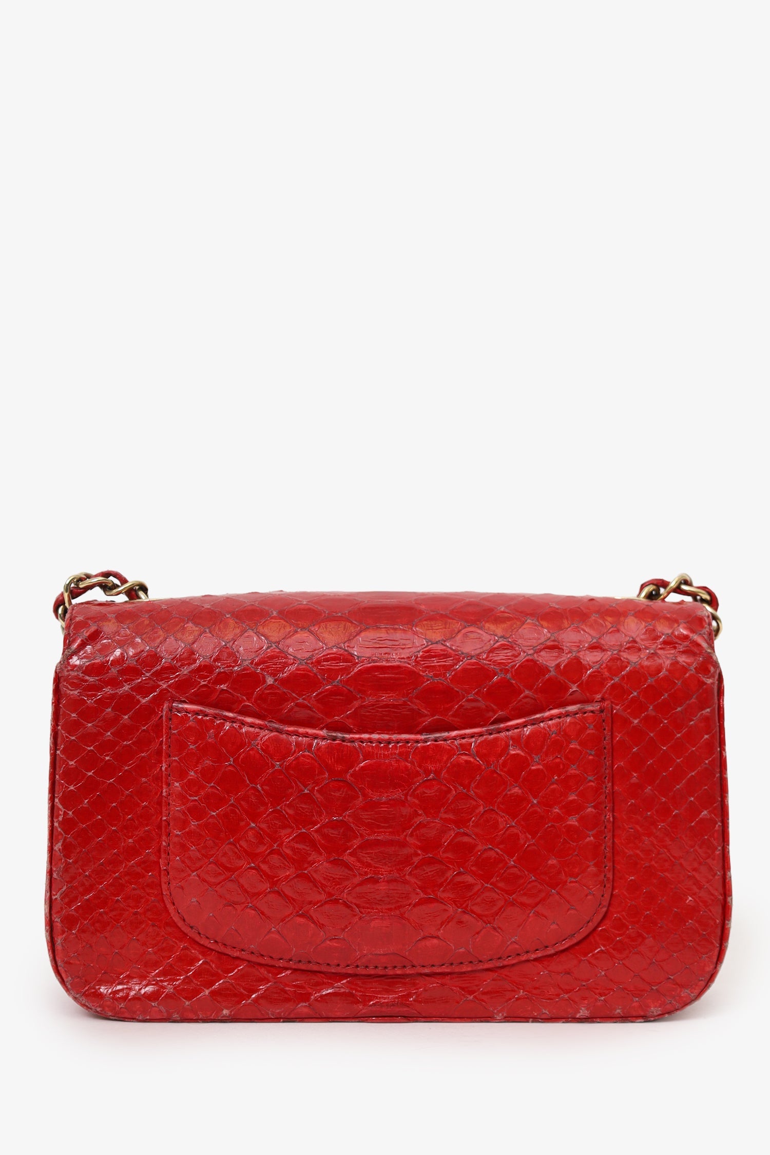 Pre-Loved Chanel™ 2014 Red Python Mini Flap Bag
