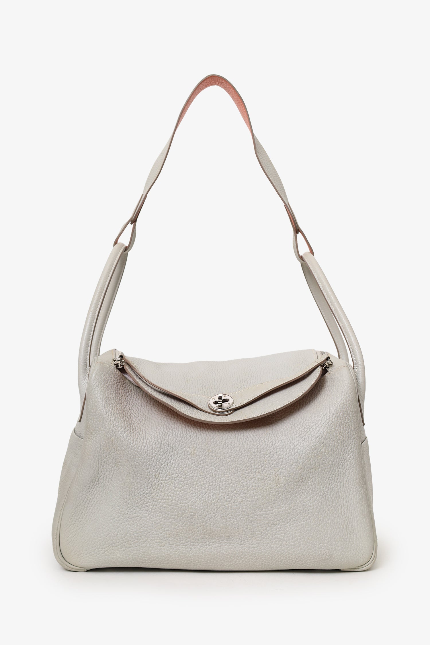 Hermès 2013 Light Grey Clemence Leather Lindy 30