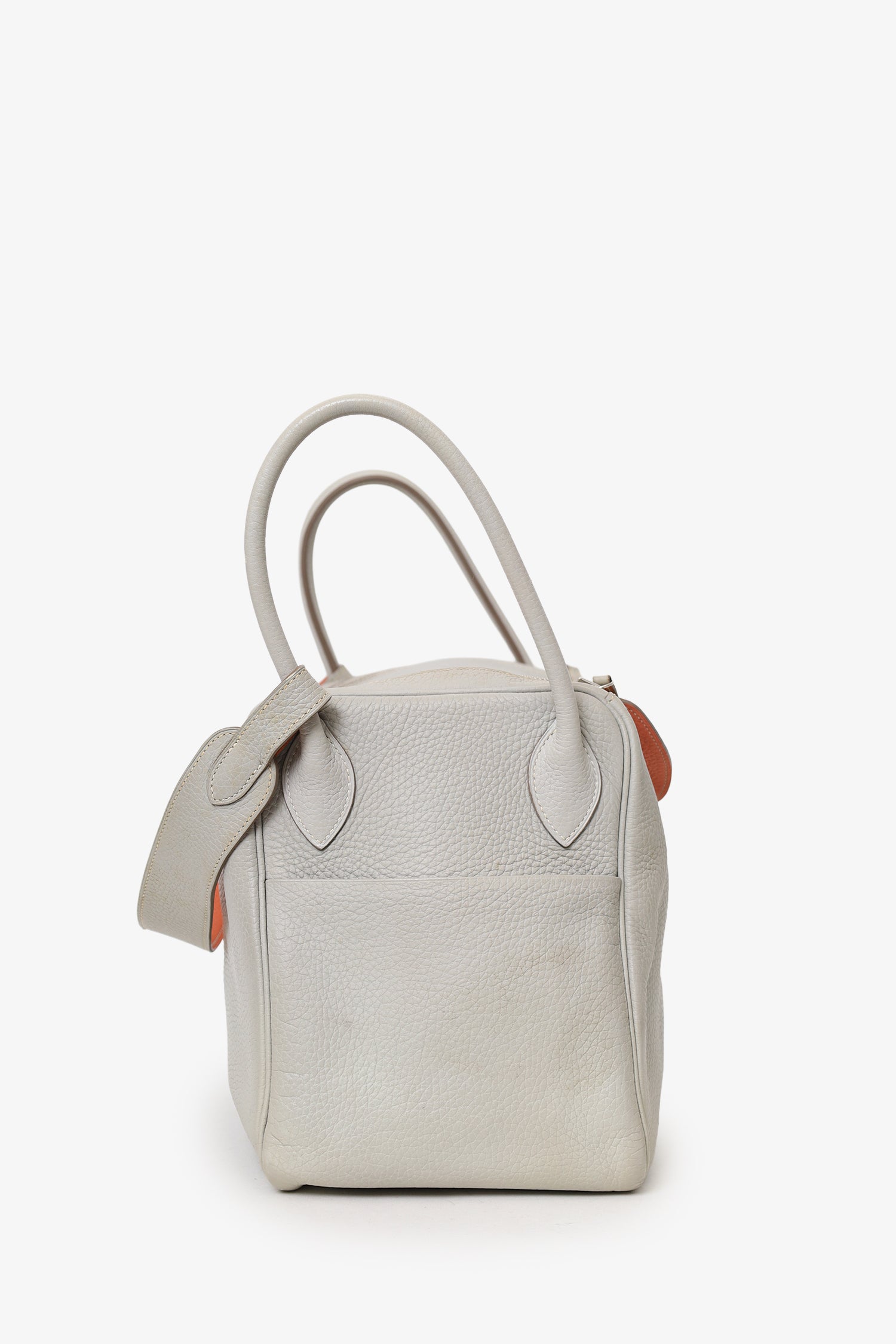Hermès 2013 Light Grey Clemence Leather Lindy 30