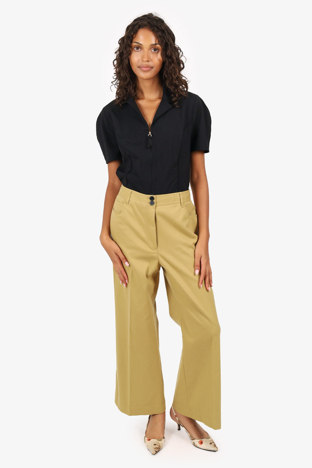 Rebecca Taylor Khaki Wide Leg Pants Size 12