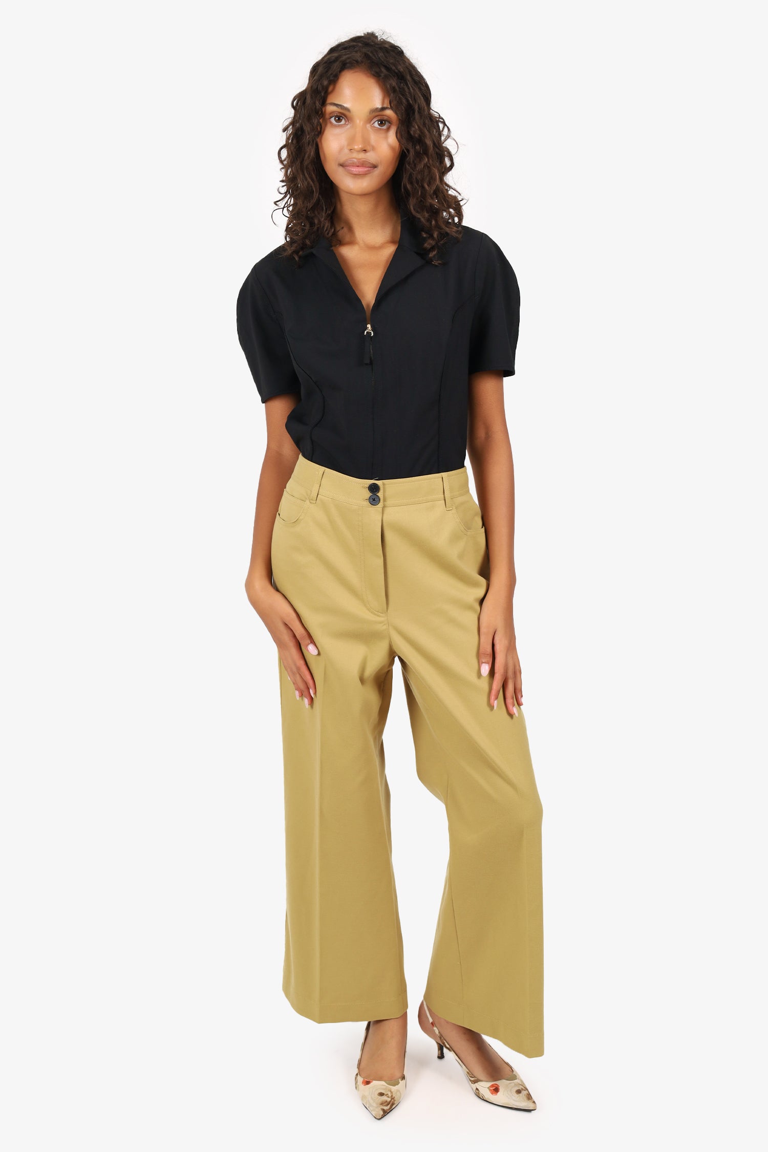 Rebecca Taylor Khaki Wide Leg Pants Size 12
