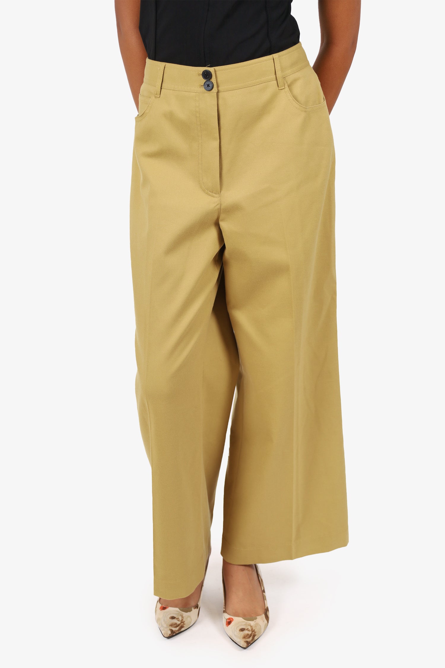 Rebecca Taylor Khaki Wide Leg Pants Size 12