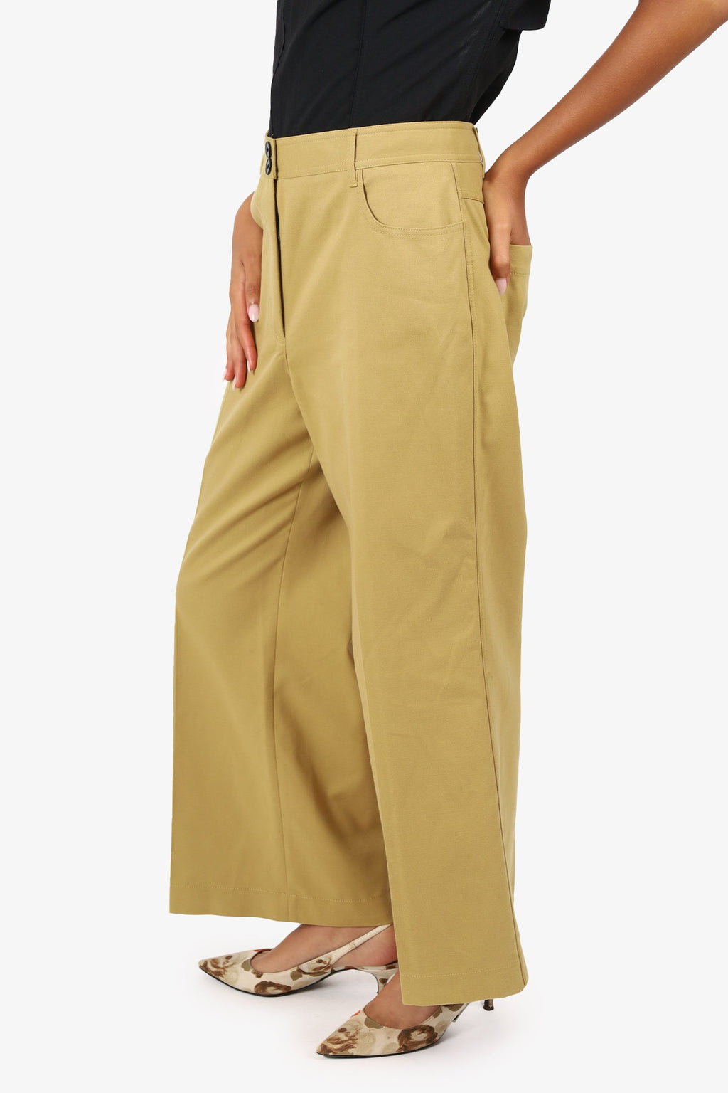 Rebecca Taylor Khaki Wide Leg Pants Size 12