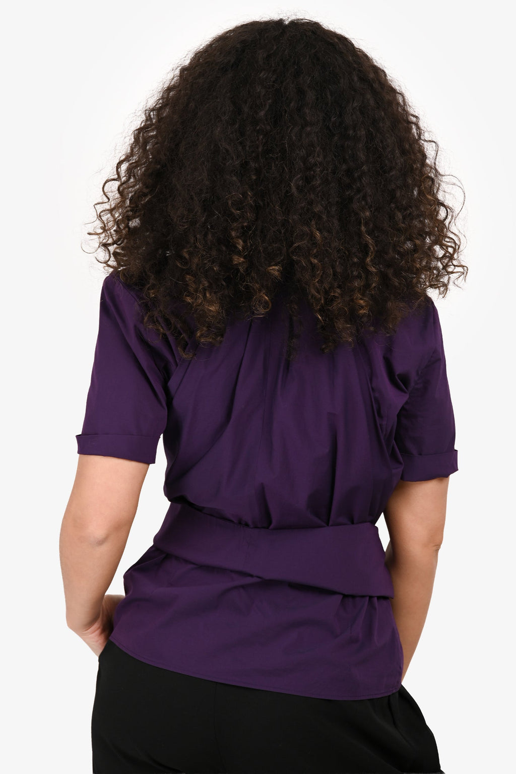 Gucci Purple Cotton Short Sleeve Wrap Buttoned Shirt Size 44