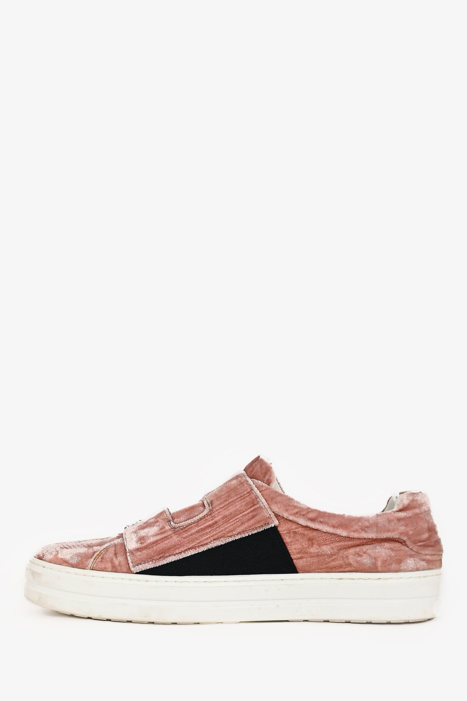 Roger Vivier Pink Velvet Crystal Velcro Buckle Sneakers Size 38