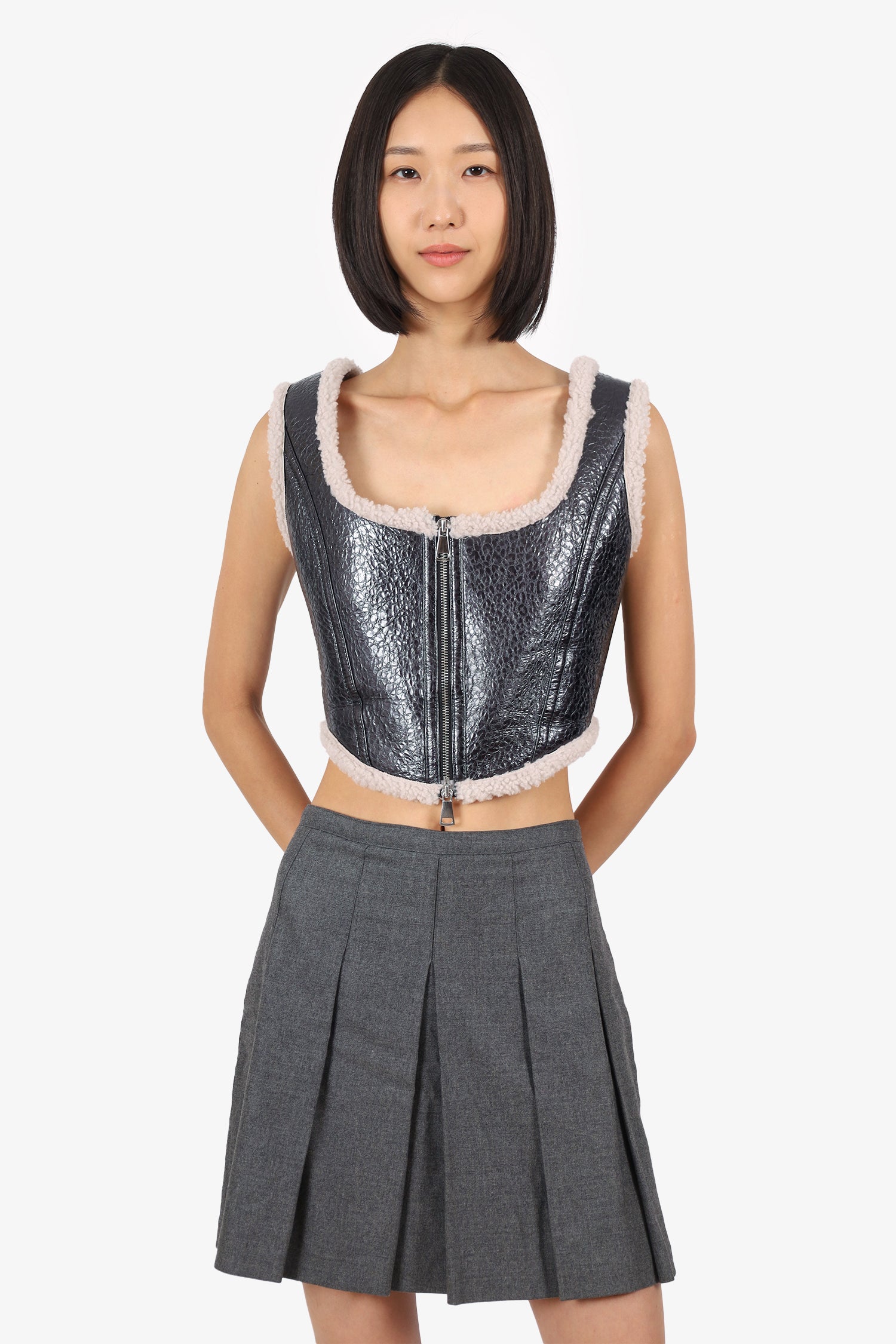 Jean Paul Gaultier Black Leather 'The Laminated' Tank Top Size 40