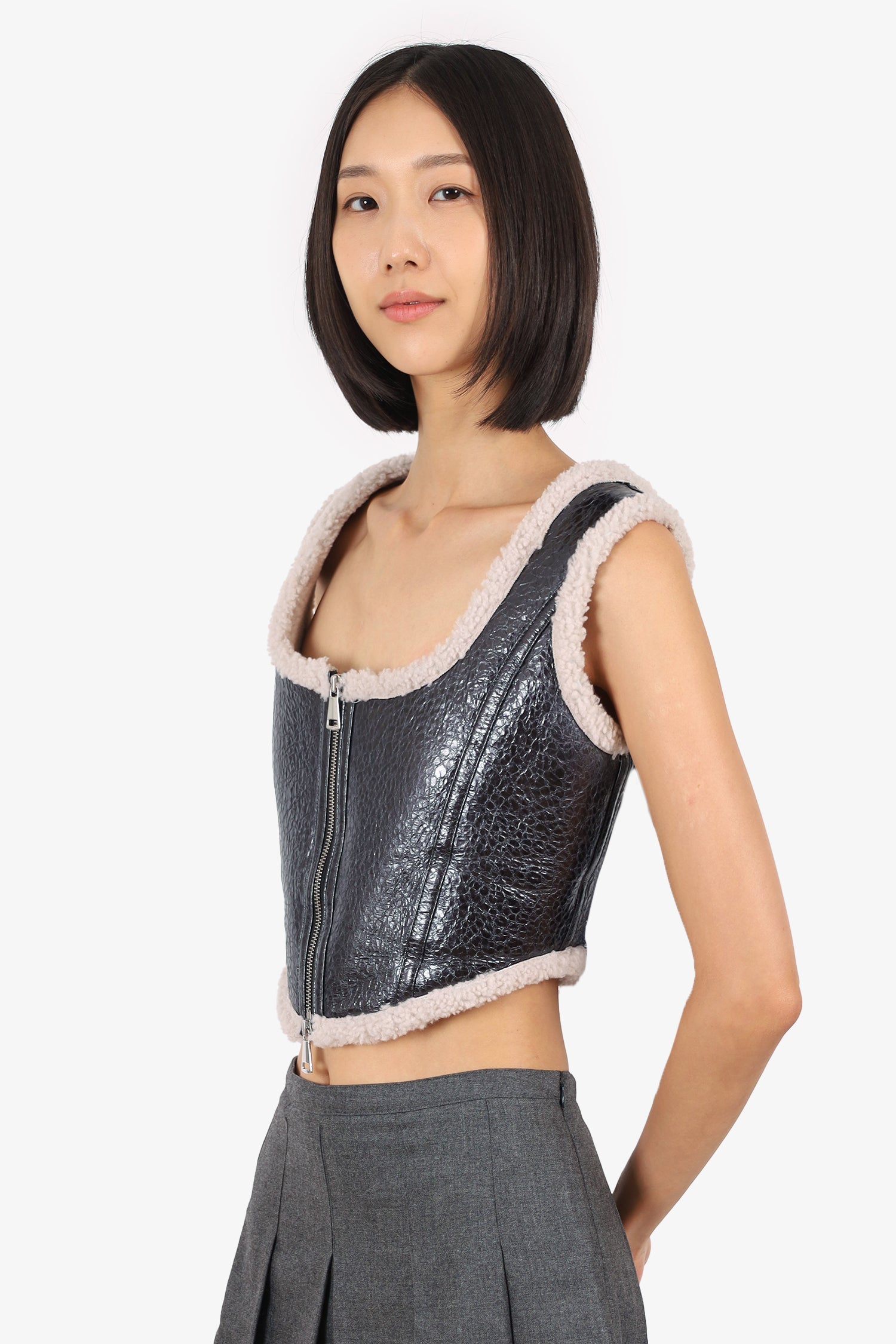 Jean Paul Gaultier Black Leather 'The Laminated' Tank Top Size 40