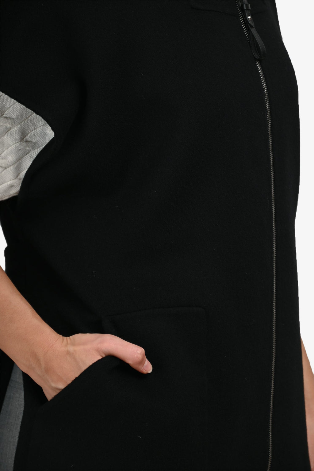 Hermès Black Double Faced Cashmere Zip Up Wrap Vest Size 36