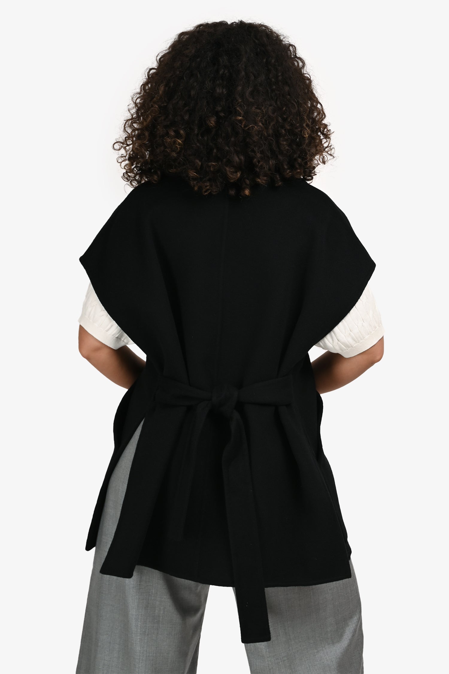 Hermès Black Double Faced Cashmere Zip Up Wrap Vest Size 36
