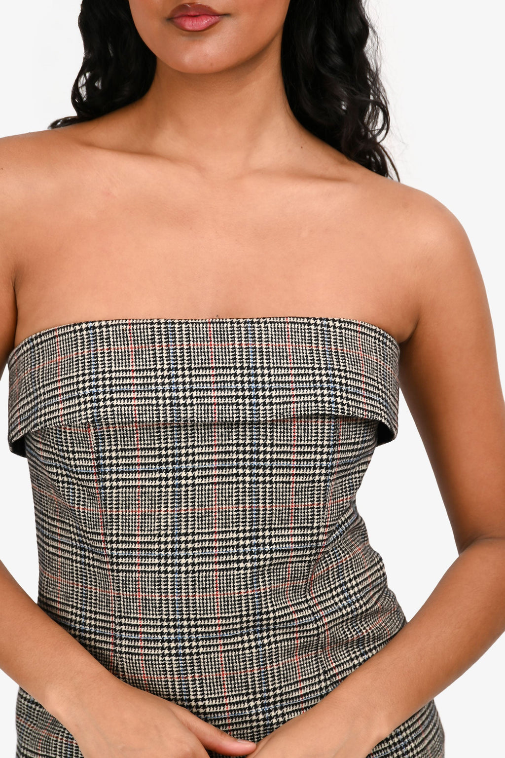 Jean Paul Gaultier Red/Black Wool Checked Mini Dress Size M