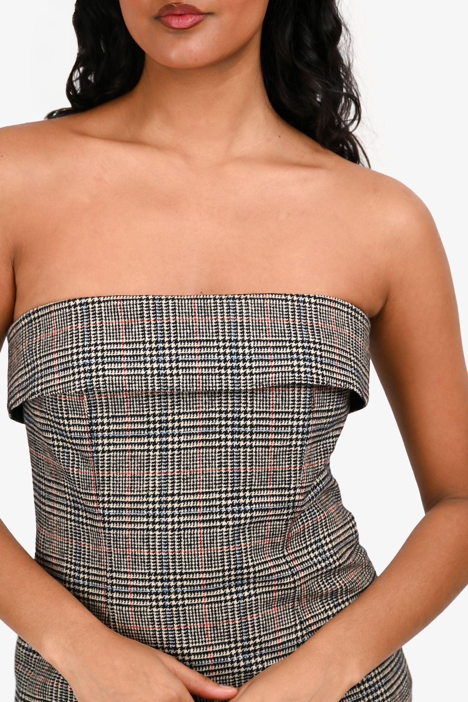 Jean Paul Gaultier Red/Black Wool Checked Mini Dress Size M