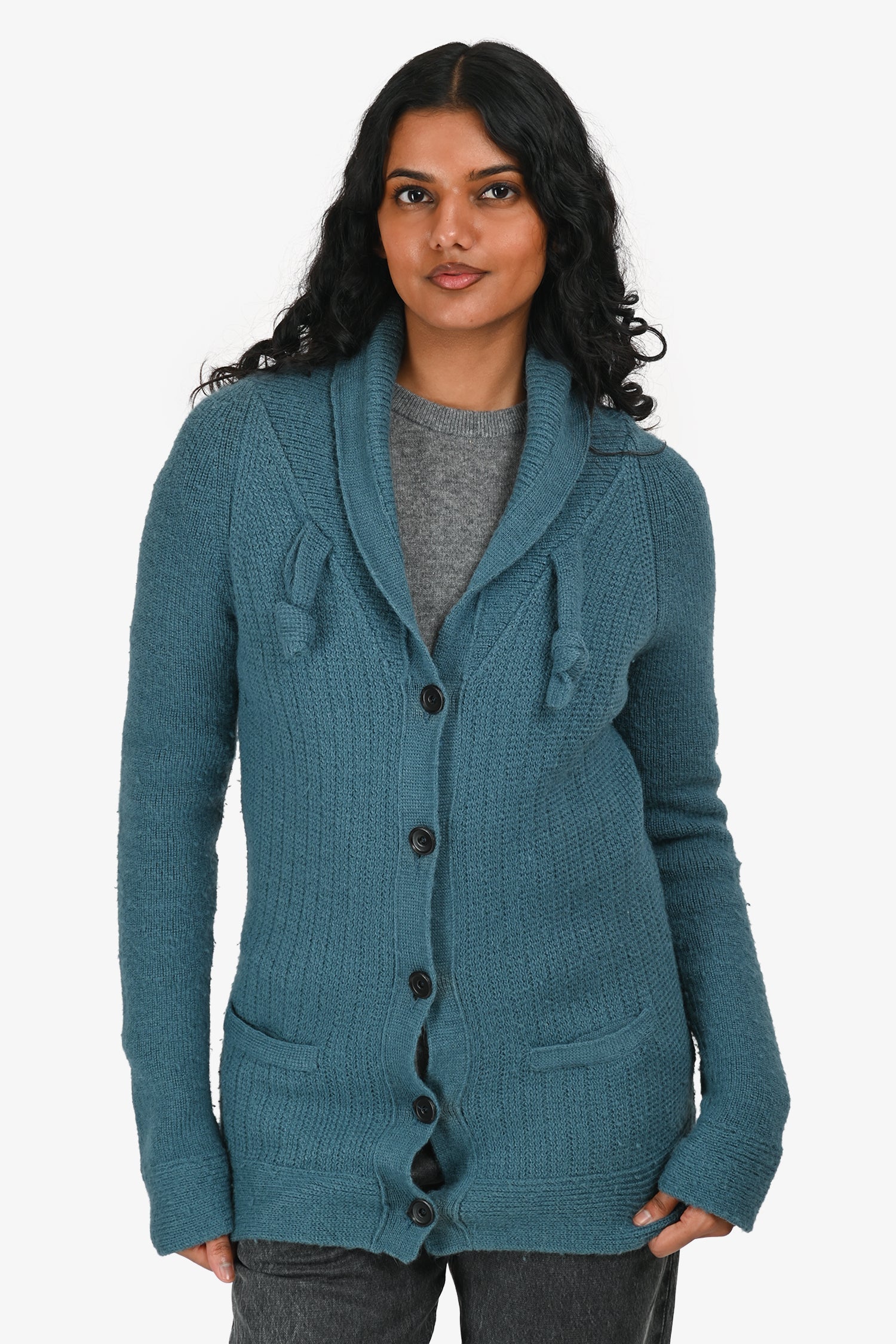 Chloe Blue Alpaca/Wool Button-Up igan Size XS