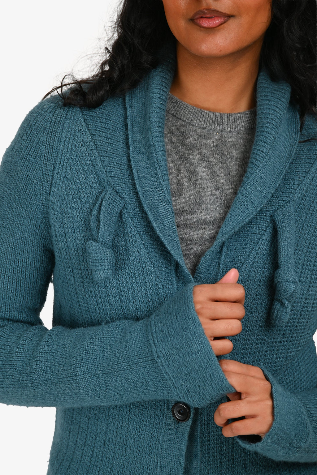 Chloe Blue Alpaca/Wool Button-Up igan Size XS