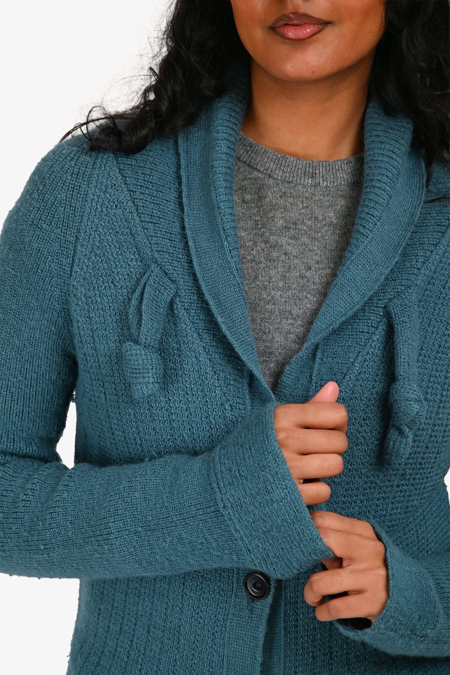 Chloe Blue Alpaca/Wool Button-Up igan Size XS
