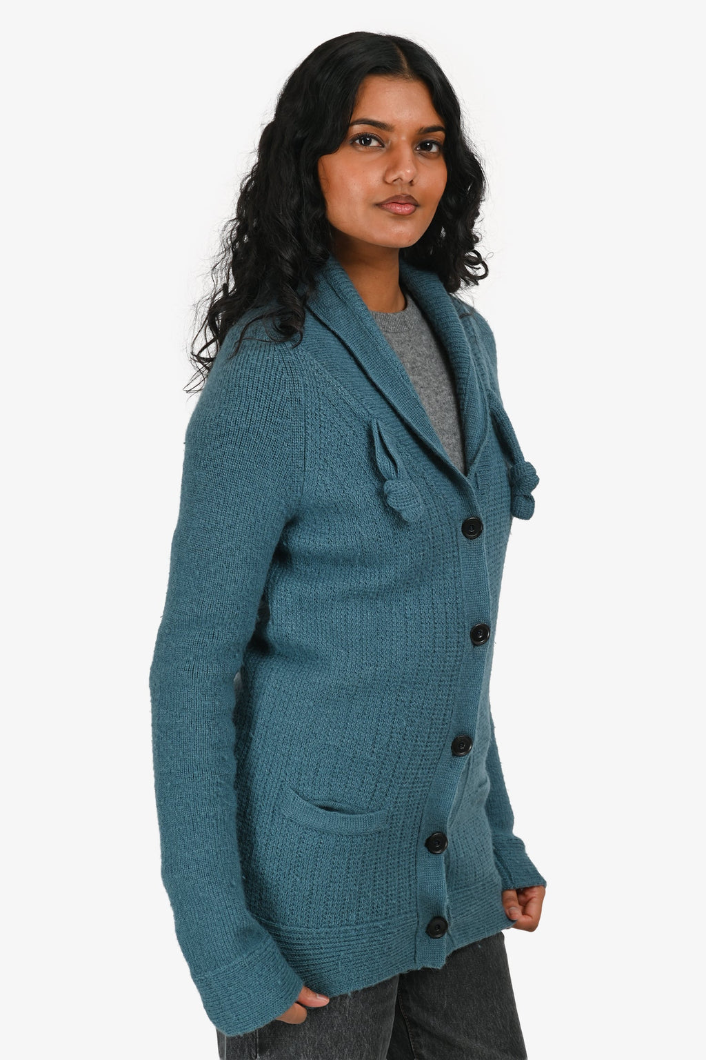 Chloe Blue Alpaca/Wool Button-Up igan Size XS