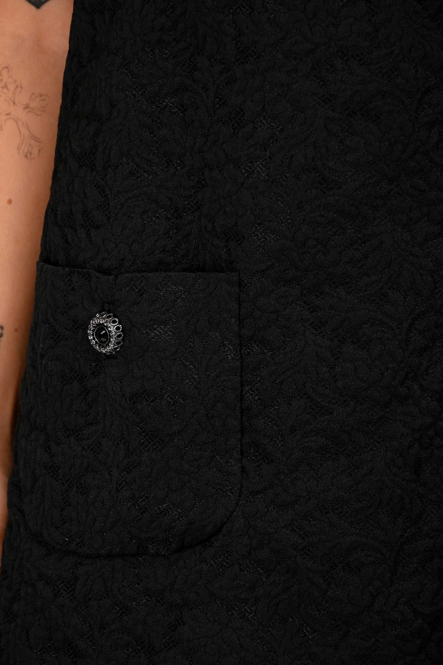 Dolce & Gabbana Black Floral Printed Button Detail Dress Size 38