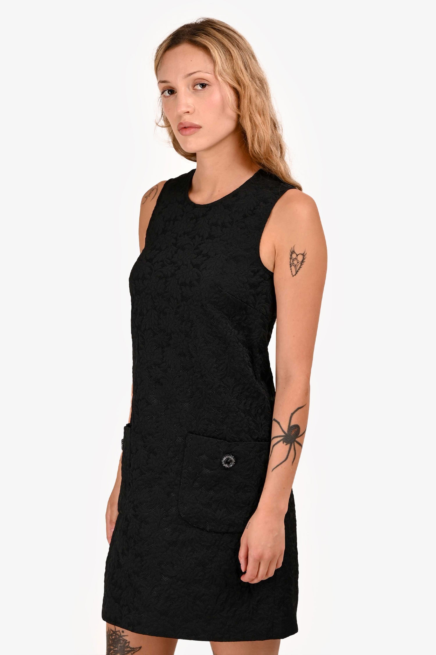 Dolce & Gabbana Black Floral Printed Button Detail Dress Size 38