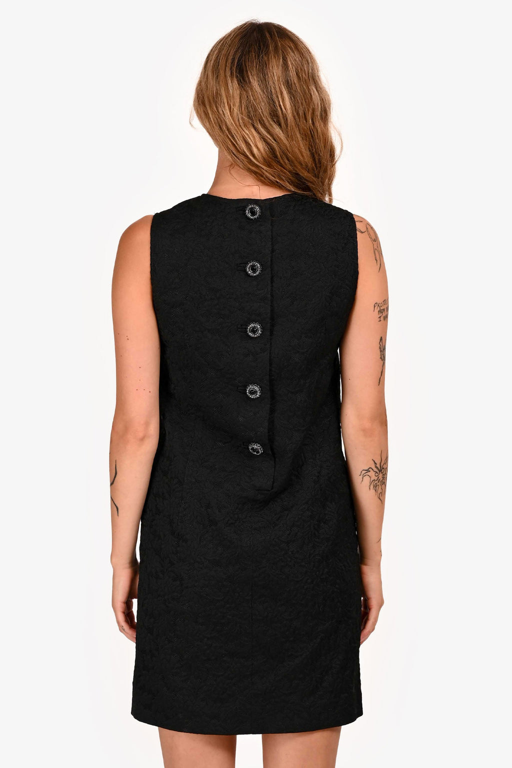 Dolce & Gabbana Black Floral Printed Button Detail Dress Size 38