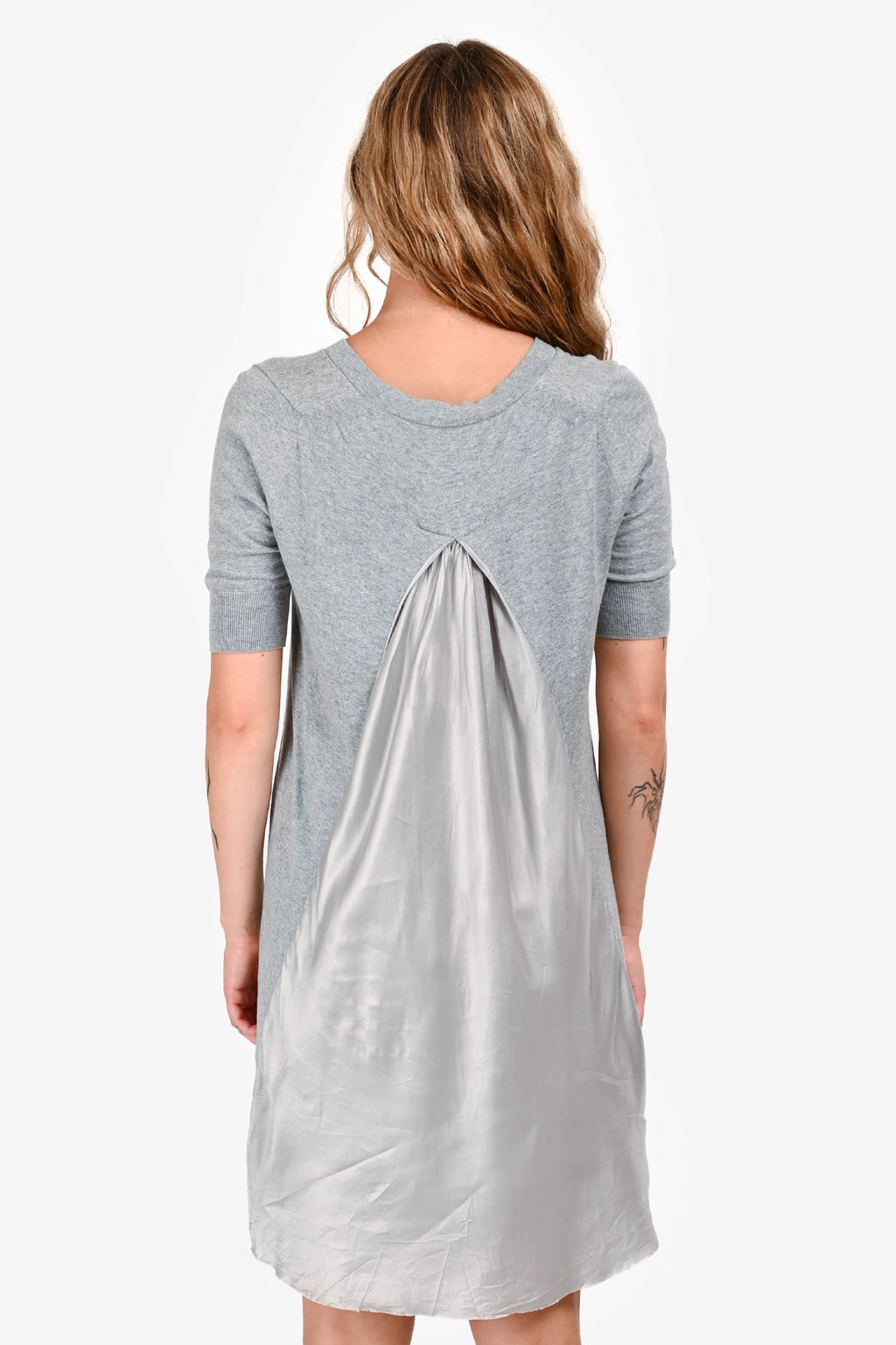 Sacai Luck Grey Knit/Satin Dress Size 1