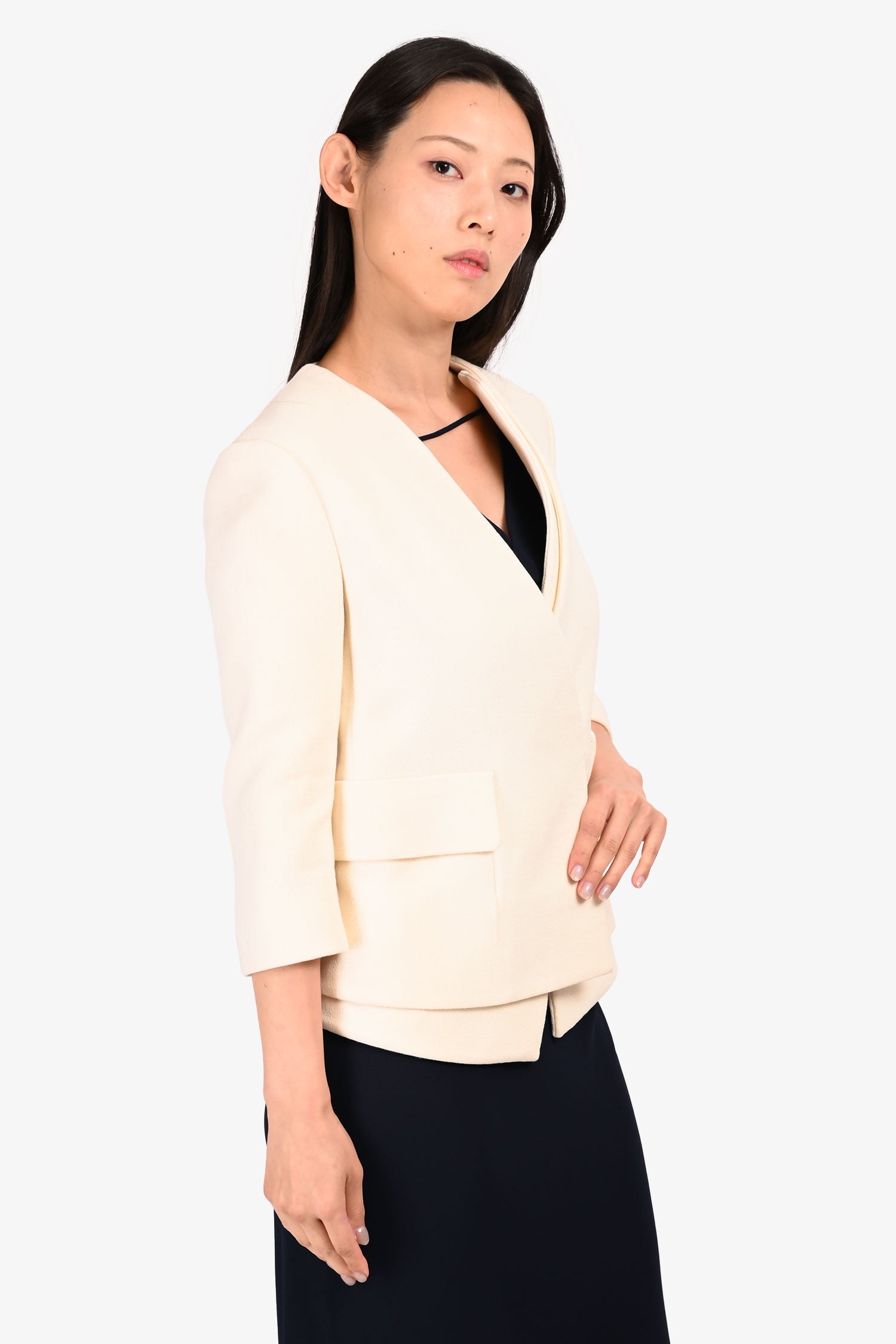 3.1 Phillip Lim Cream Wool Removable Lapel Blazer Size 0