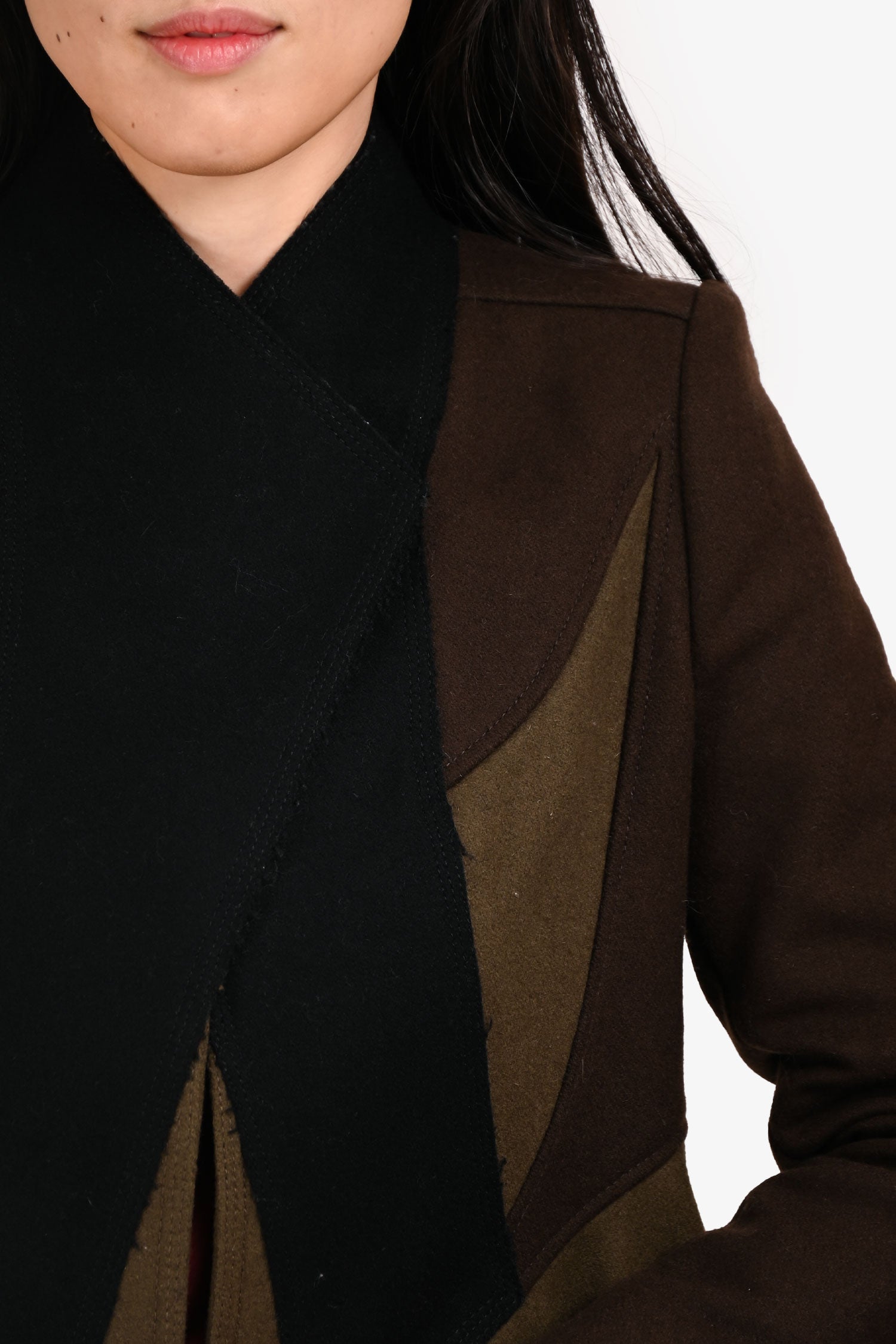 Givenchy 2011 Brown/Black Wool Suede Leather Jacket Size 38