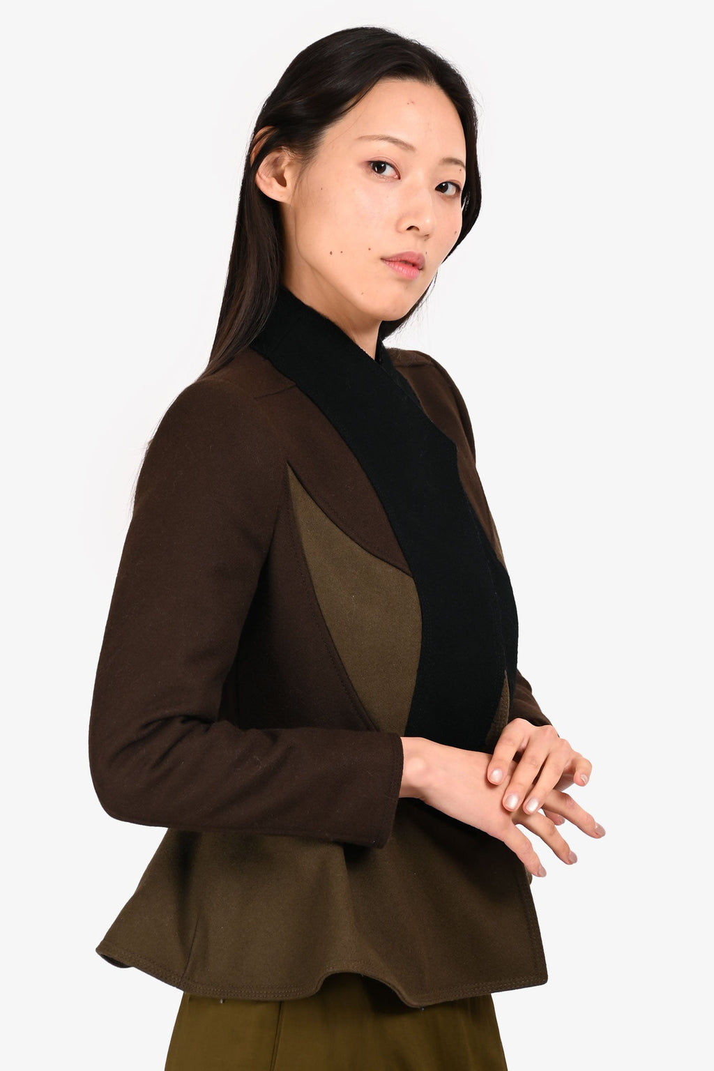 Givenchy 2011 Brown/Black Wool Suede Leather Jacket Size 38