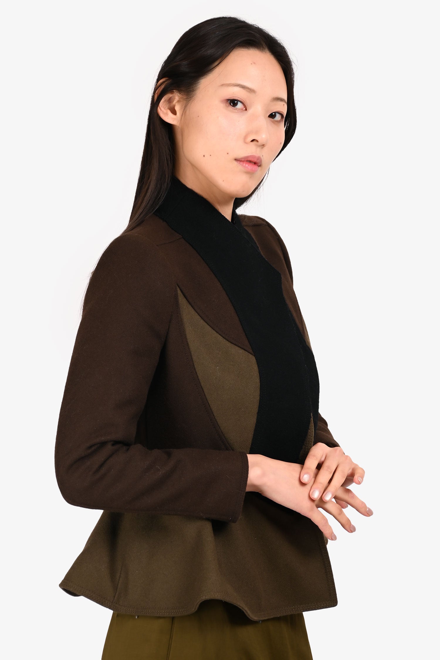 Givenchy 2011 Brown/Black Wool Suede Leather Jacket Size 38