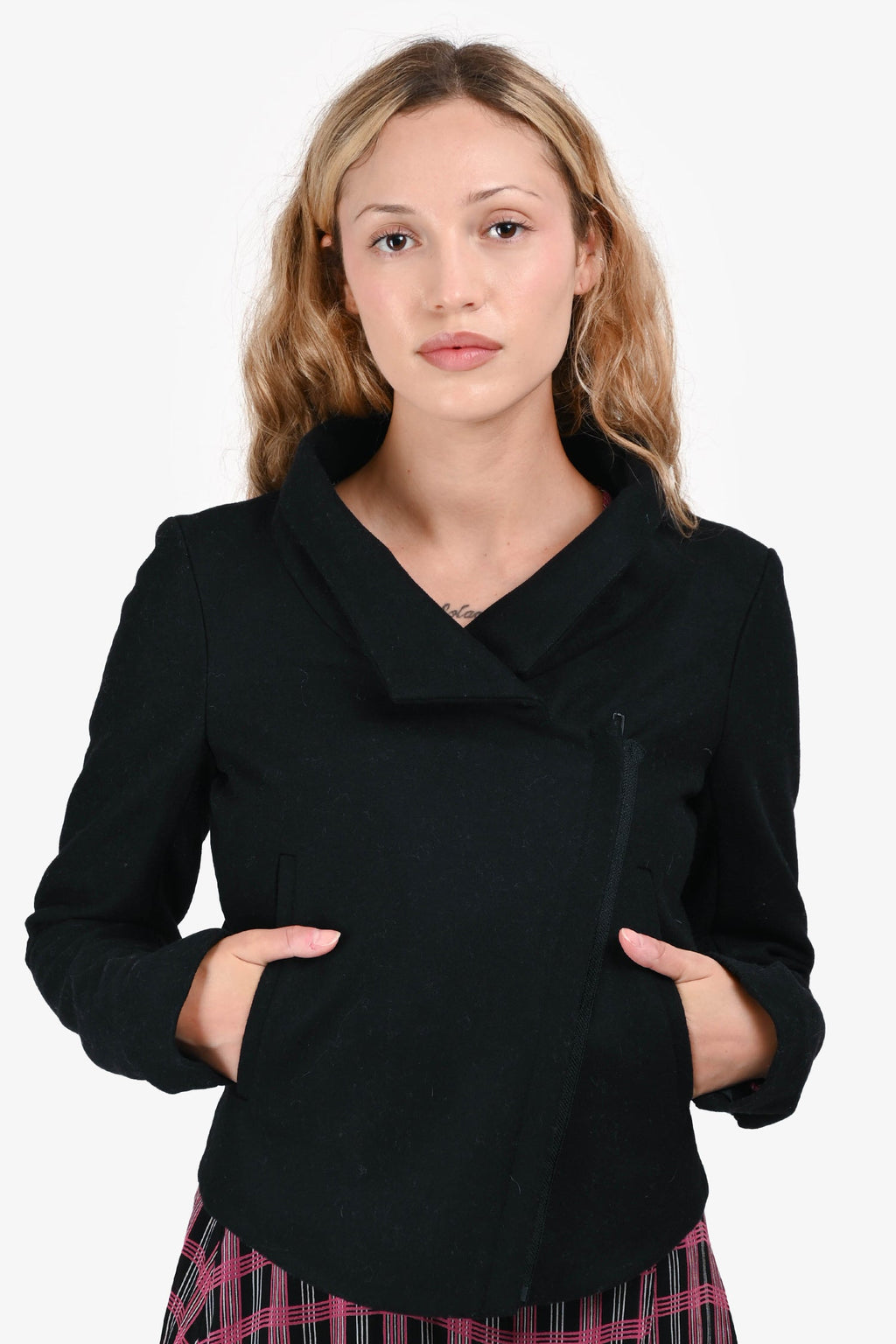 Helmut Lang Black Wool Zip Up Jacket Size P