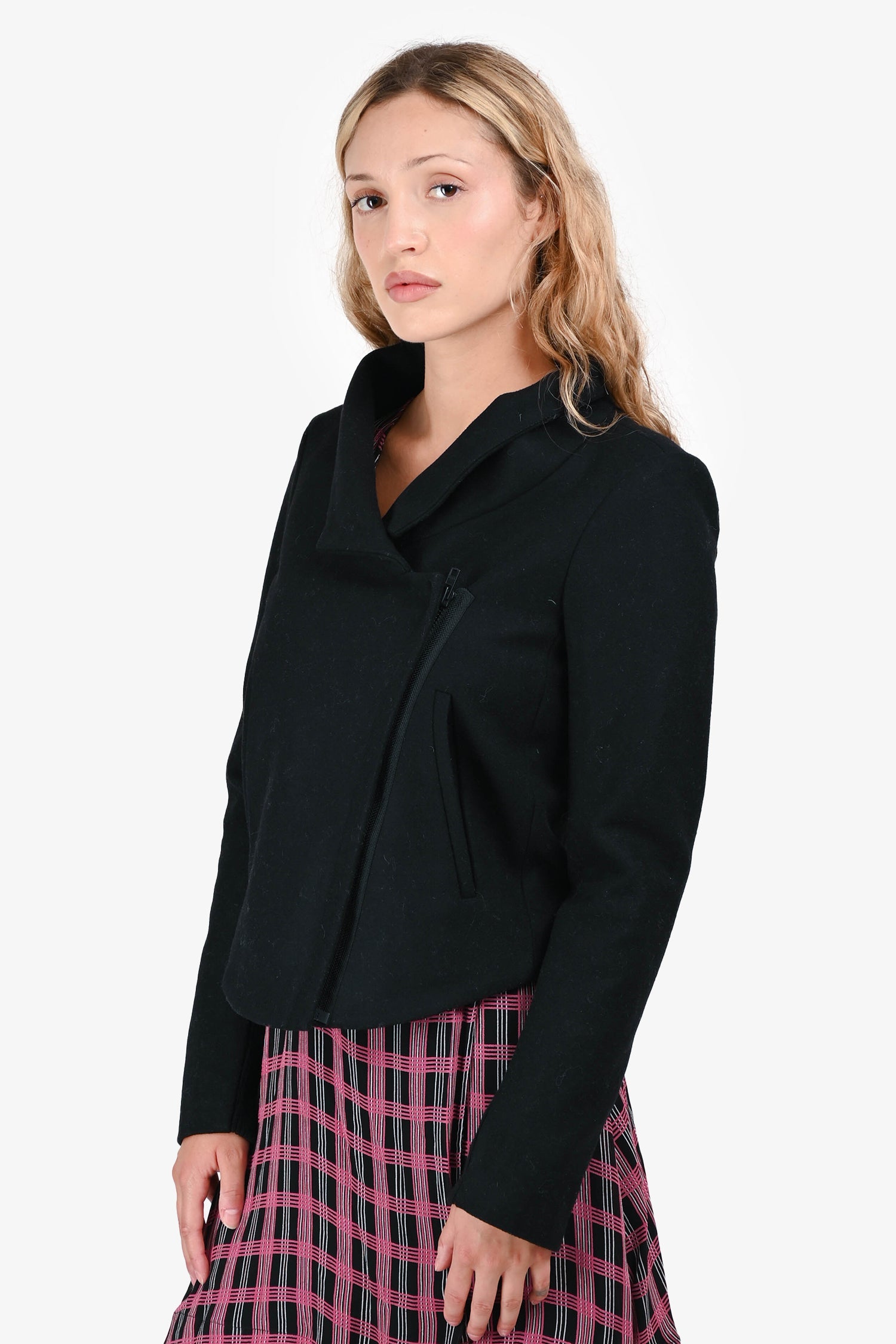 Helmut Lang Black Wool Zip Up Jacket Size P