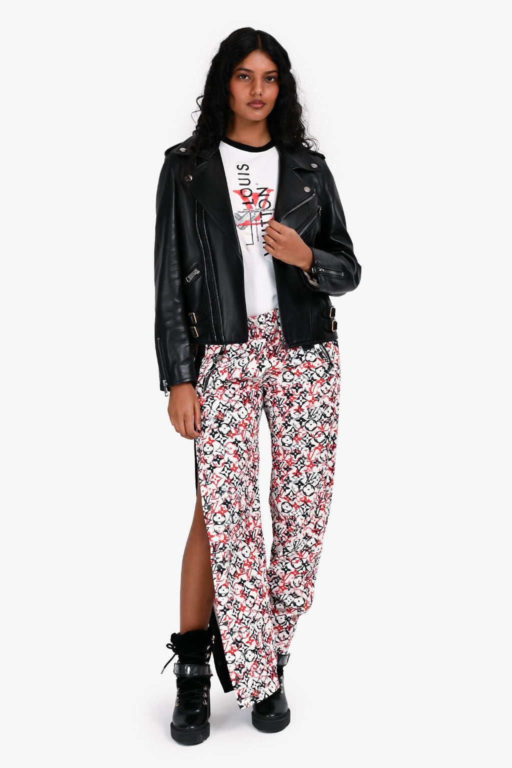 Louis Vuitton White/Red Monogram Track Pants Size 36