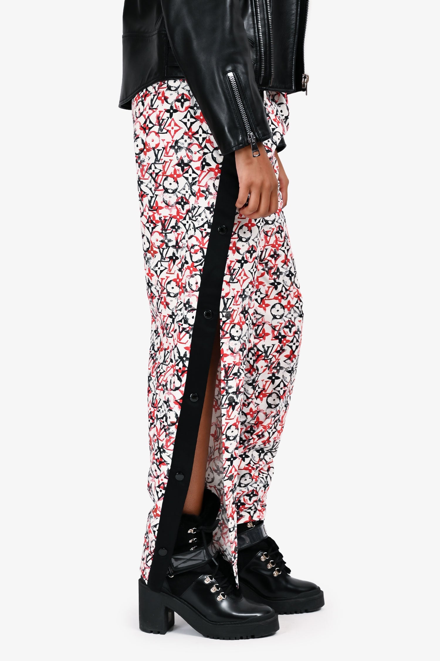 Louis Vuitton White/Red Monogram Track Pants Size 36