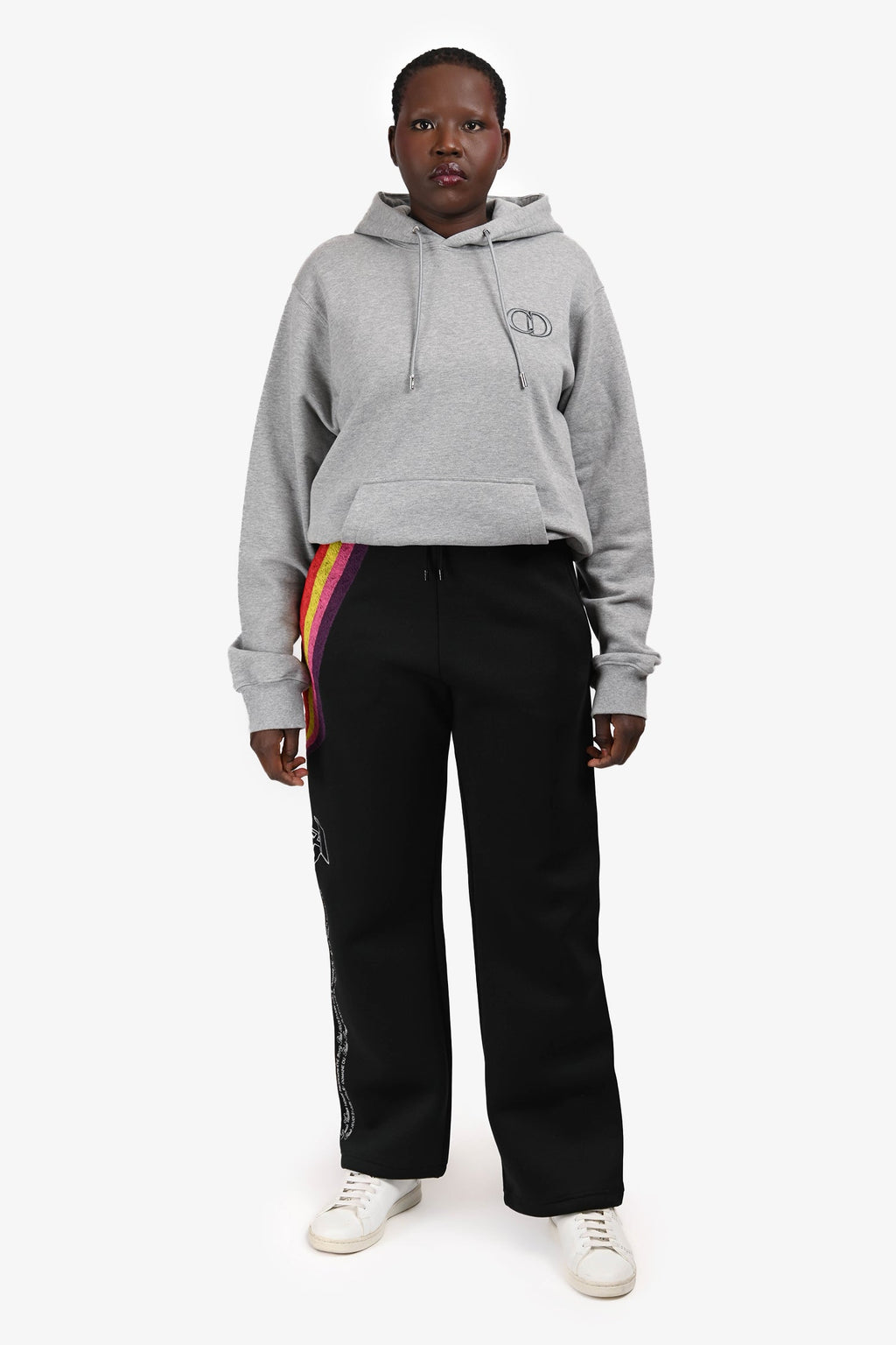 Louis Vuitton Black Neoprene Logo Track Rainbow Embroidered Pants Size M Mens