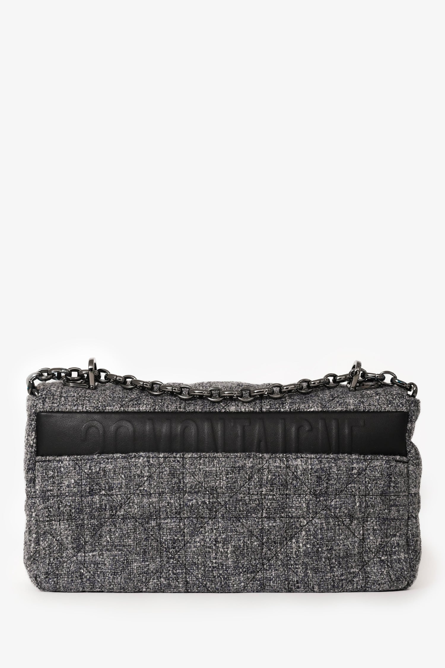 Christian Dior 2022 Grey Tweed Medium Caro Bag