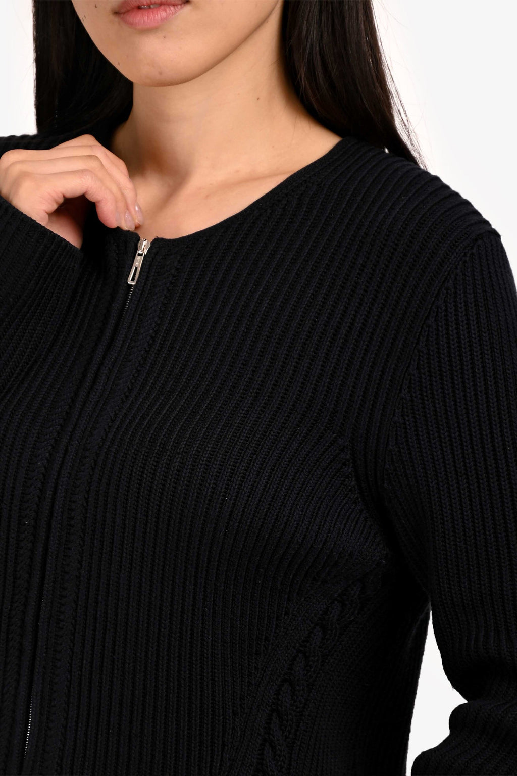 Hermès Navy Cotton Knit Zip Up Sweater Size 36