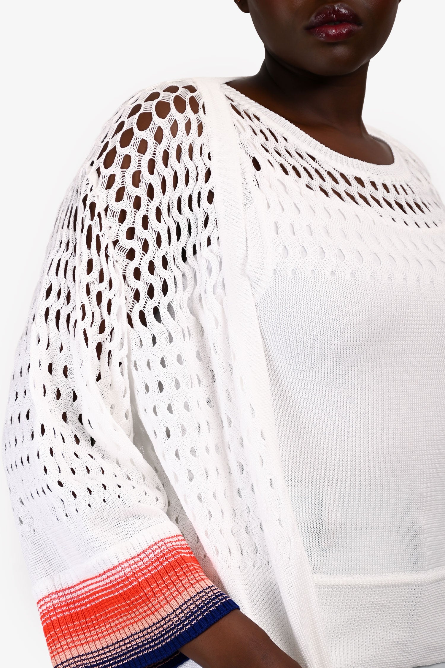 Missoni White/Red/Blue Sleevless Knit Top + Long igan Size 46