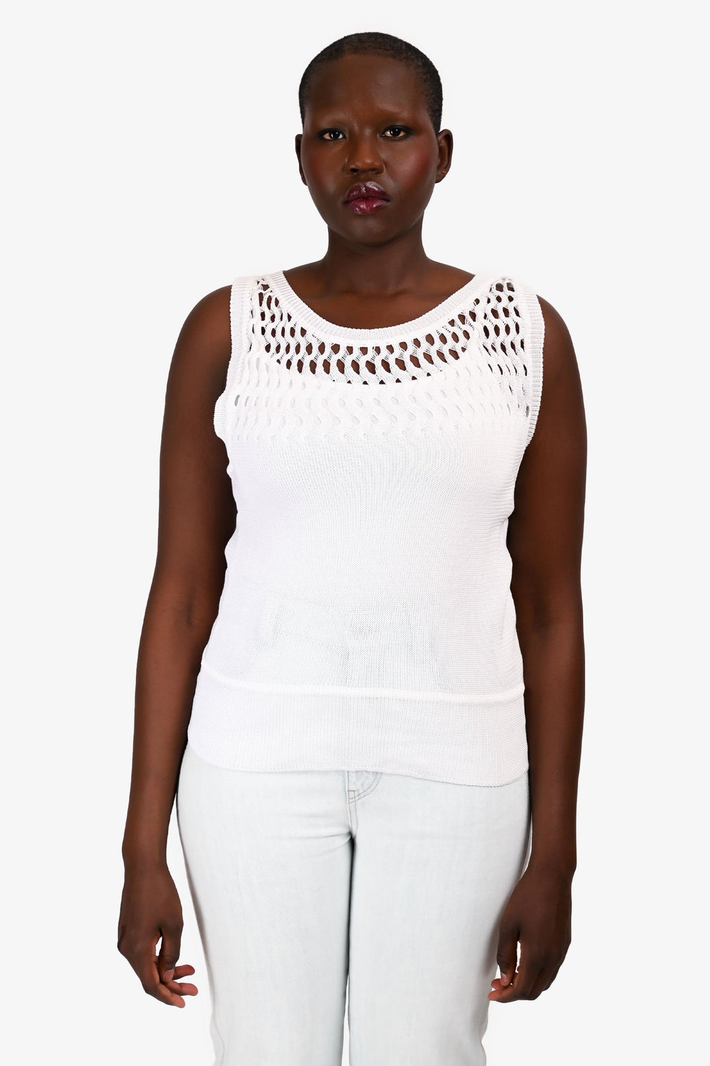 Missoni White/Red/Blue Sleevless Knit Top + Long igan Size 46