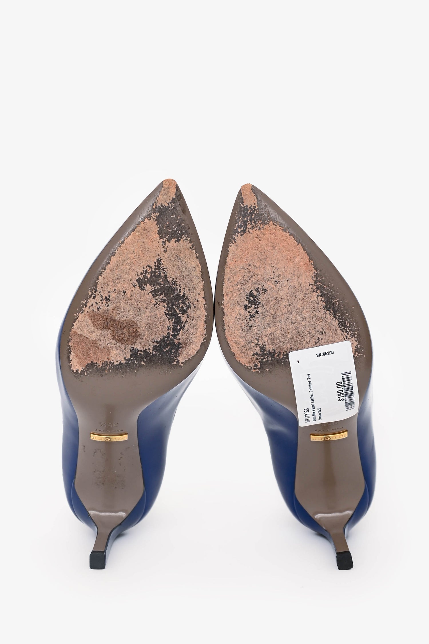 Gucci Blue Patent Leather Pointed Toe Heels Size 35.5