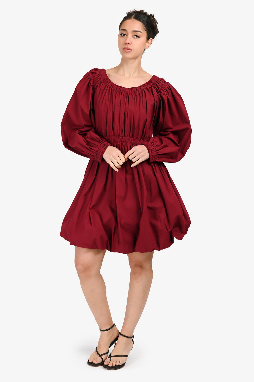 Ulla Johnson Burgundy Off the Shoulder Bubble Hem Dress Size 6